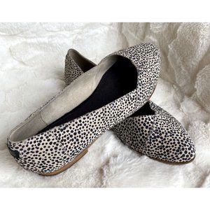 TOMS Leather Leopard Julie Ballet Flats, Women's Size 6